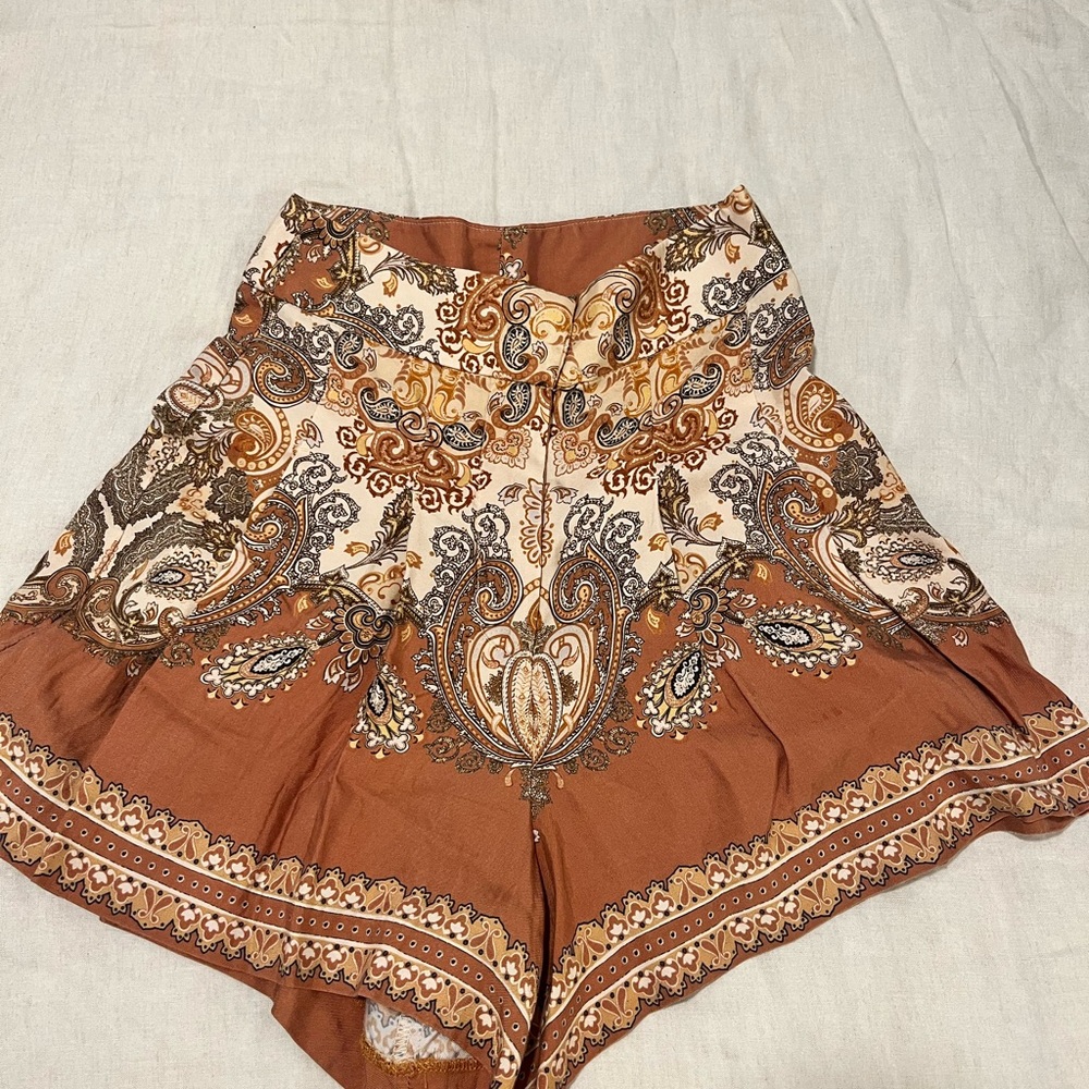 H&M Brown Paisley High Waist Women's Shorts